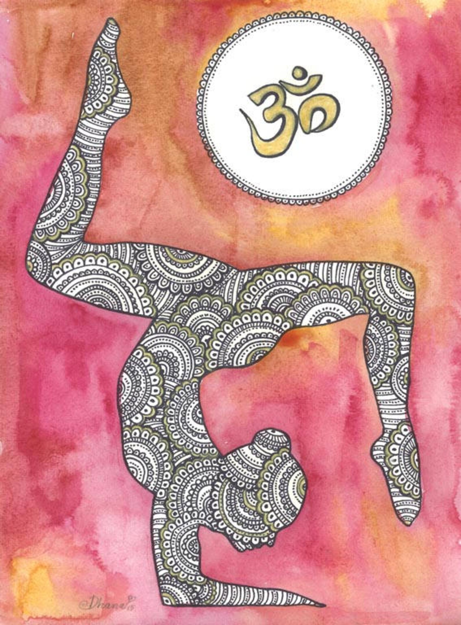 Set of 2 Art Prints Yoga Asana Mandala Henna Hands Painting Etsy