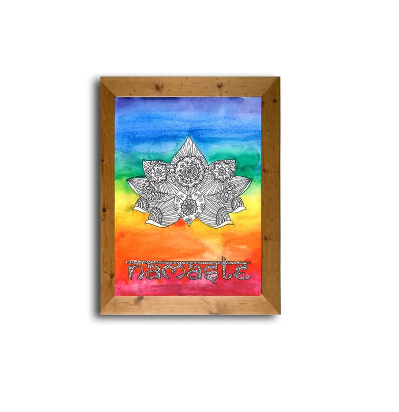 Namaste Indyjski Lotos Etniczne Farba Joga Kolory Obraz Plakat Etsy