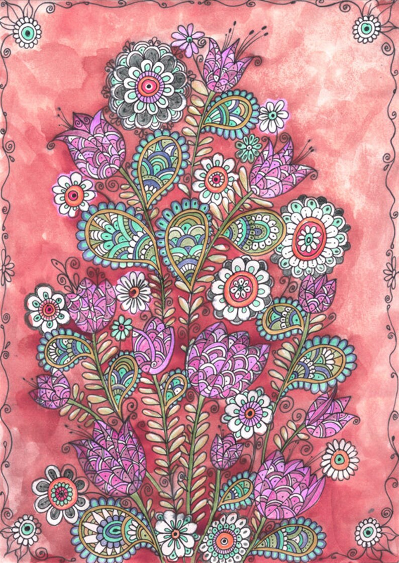 Set 3 Art Prints Zentangle paisley Painting Mandala Wall | Etsy