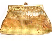 Beautiful Vintage 1950 39 s Whiting Davis Gold Sequin Mesh Ladies Designer Signed Clutch Featuring Beautiful Original Silk Lining Interior