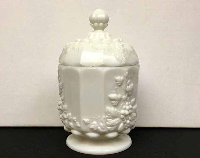Vintage Westmoreland White Milk Glass Biscuit Jar Featuring Etsy
