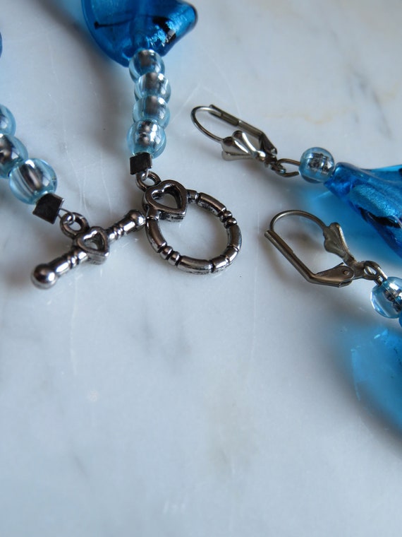 Vintage Caribbean Blue Art Glass Designer Bracele… - image 3