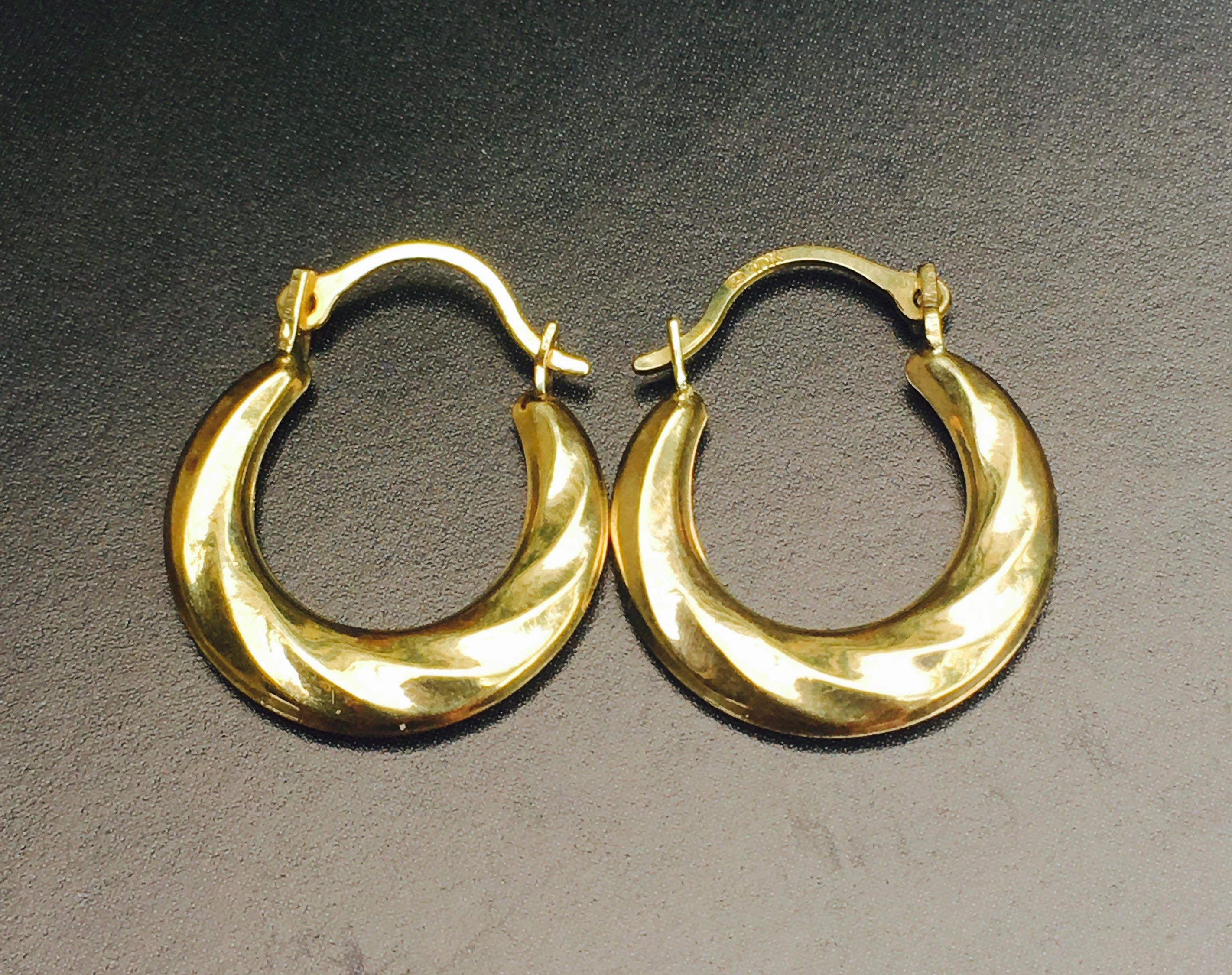 Vintage 10k Yellow Gold Ladies Designer Hoop Earrings - Etsy