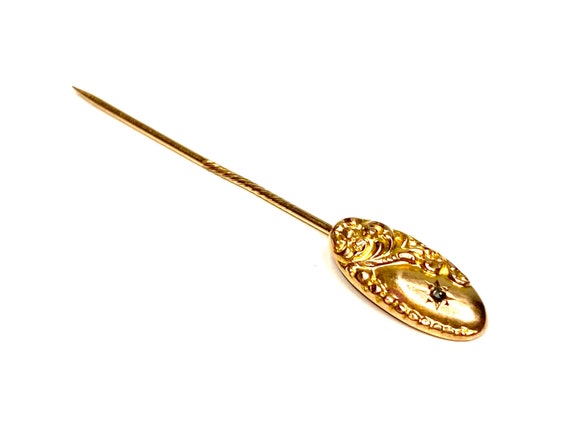 Edwardian 1910 Pair of Stick Pins In 14Kt Yellow Gold with Cat's