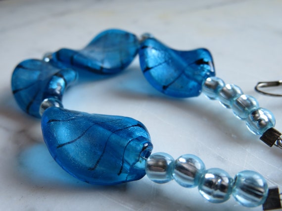 Vintage Caribbean Blue Art Glass Designer Bracele… - image 7