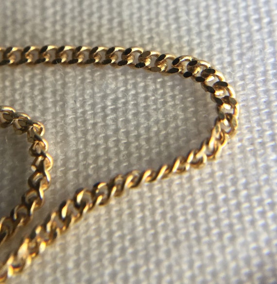 Vintage 10k Gold Curb Chain Designer Necklace Fea… - image 10