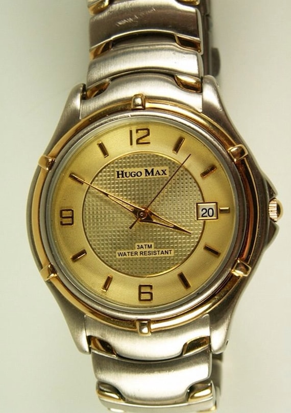 hugo max watch 18k gold
