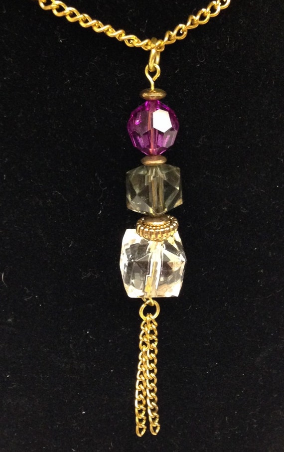 Vintage Gold Tone Paddle Clasp Designer Chain Nec… - image 4