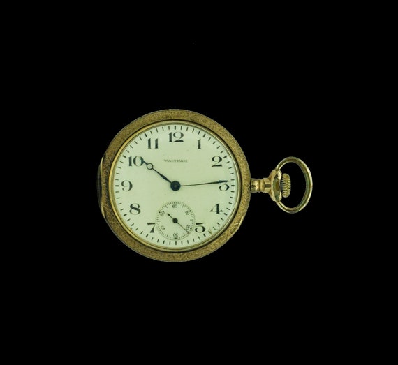 Antique Gold Plated 1919 Waltham 15 Jewel 620 Grade Sidewinder Pocket Watch Featuring Victorian Inscribed Design Accents Etsy UK