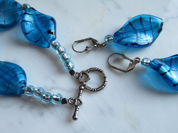 Vintage Caribbean Blue Art Glass Designer Bracele… - image 5