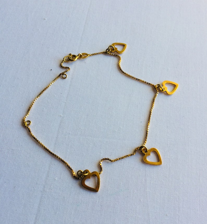Vintage 18k Gold Italian Petite Heart Charmed Designer Bracelet ...