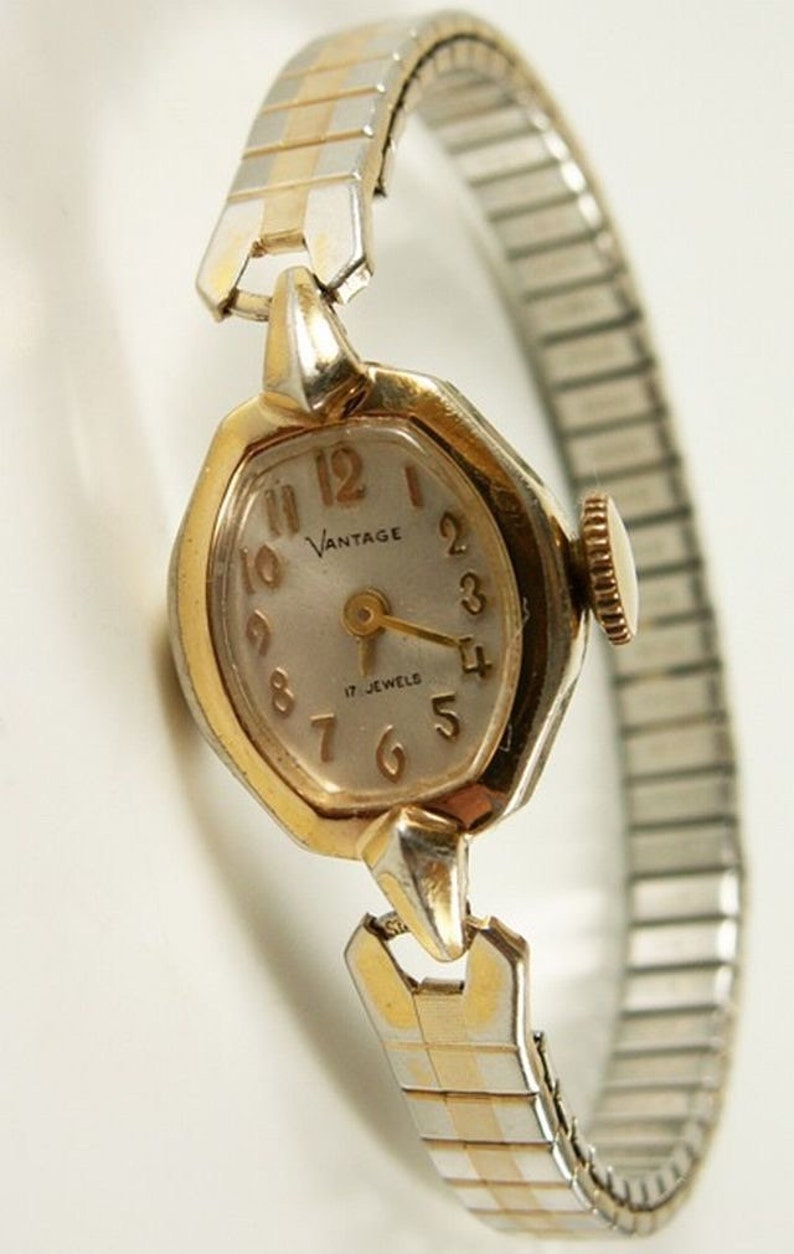 Vintages Ladies 'vantage' Silver & Gold 17 Jewel Mechanical Watch ...