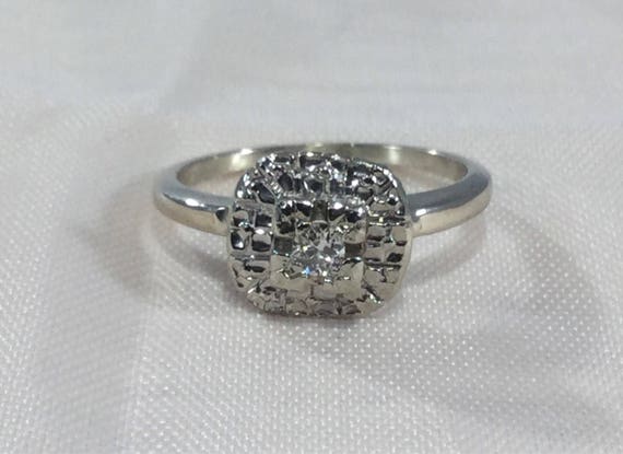 Antique 14k White Gold Ladies Diamond Engagement … - image 3