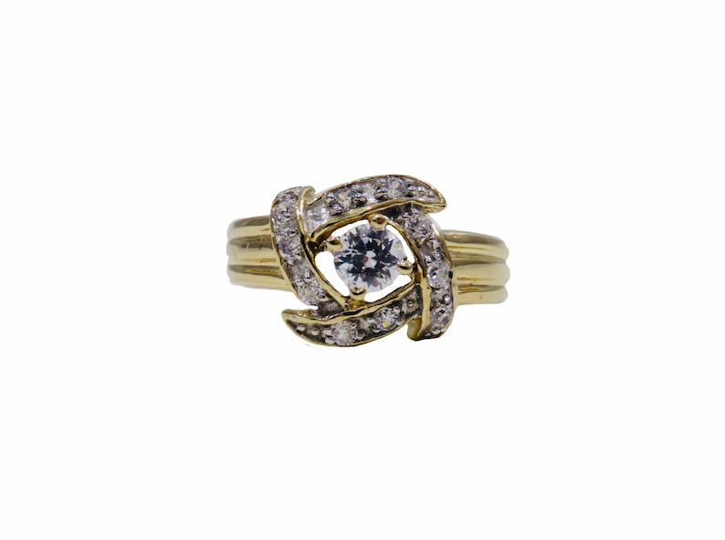 Gorgeous 10k Yellow Gold Criss-Cross Ring With Diamonds - Size 10.5, Perfect Gift For Her