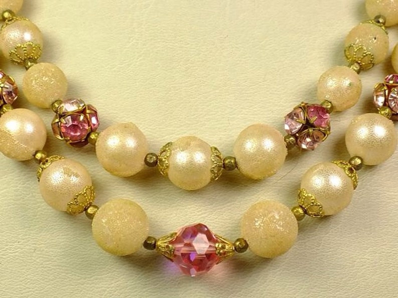 Vintage Beaded Necklace, Features 18 of Textured Beads With