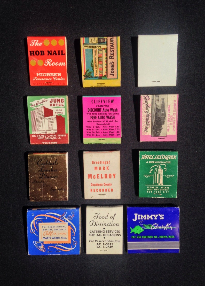 Vintage Unused Matchbooks With Midcentury Advertising From Across the