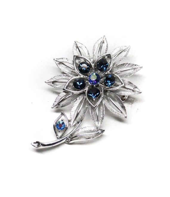 Vintage Silver Tone Lisner Designer Floral Brooch… - image 1