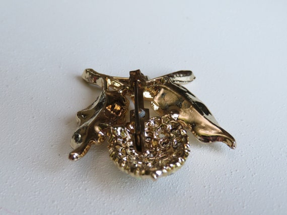 Vintage Gold Tone Designer Rhinestone Floral Clus… - image 7