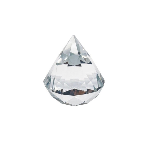 Tiffany & Co. Faceted Diamond Shaped Desktop Leaded Crystal Paperweight Featuring Elegant Cut Glass Designs