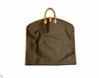 Vintage Authentic Louis Vuitton Monogramed Luxury Travel Garment Bag Featuring Original Hardware With Double Handle Design