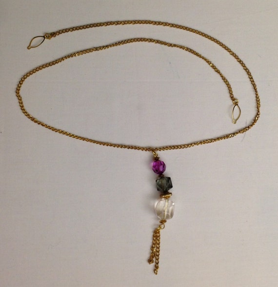 Vintage Gold Tone Paddle Clasp Designer Chain Nec… - image 3