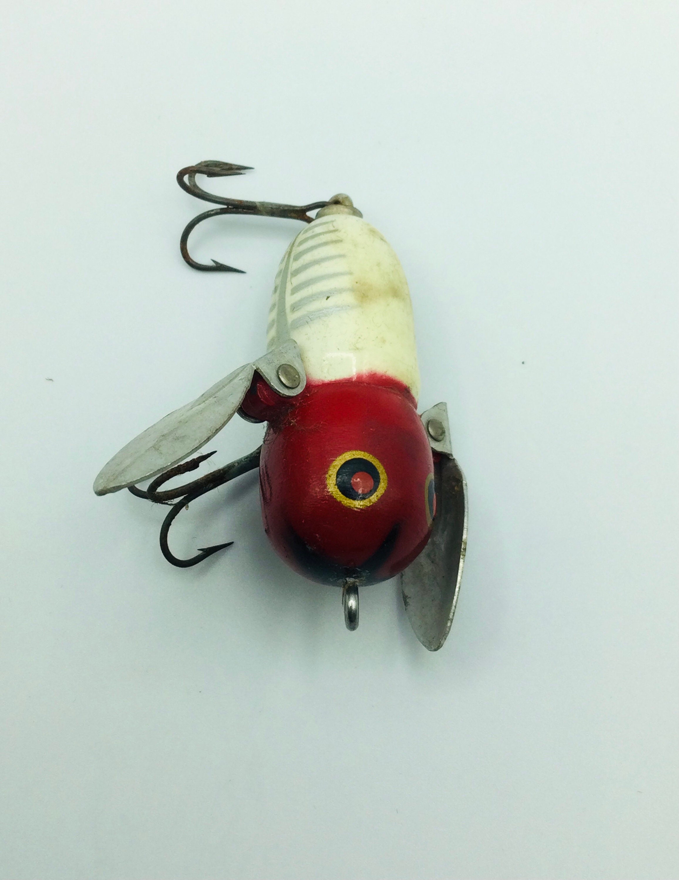 Antique Double Hook Heddon Wooden Tiny Crazy Crawler Fishing Lure Featuring  Original Red & White Hand Painted Design -  Denmark