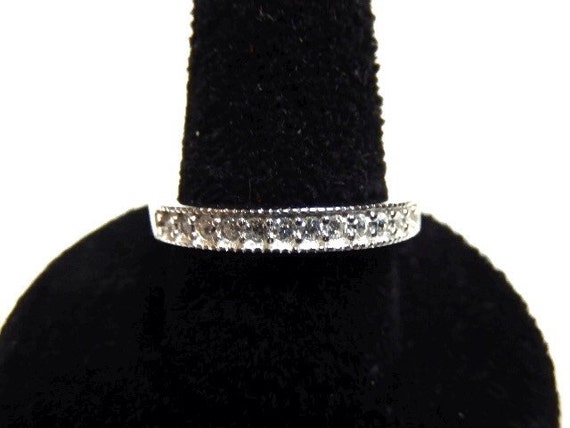 Vintage Sterling Silver Faceted Channel Set Diamo… - image 1