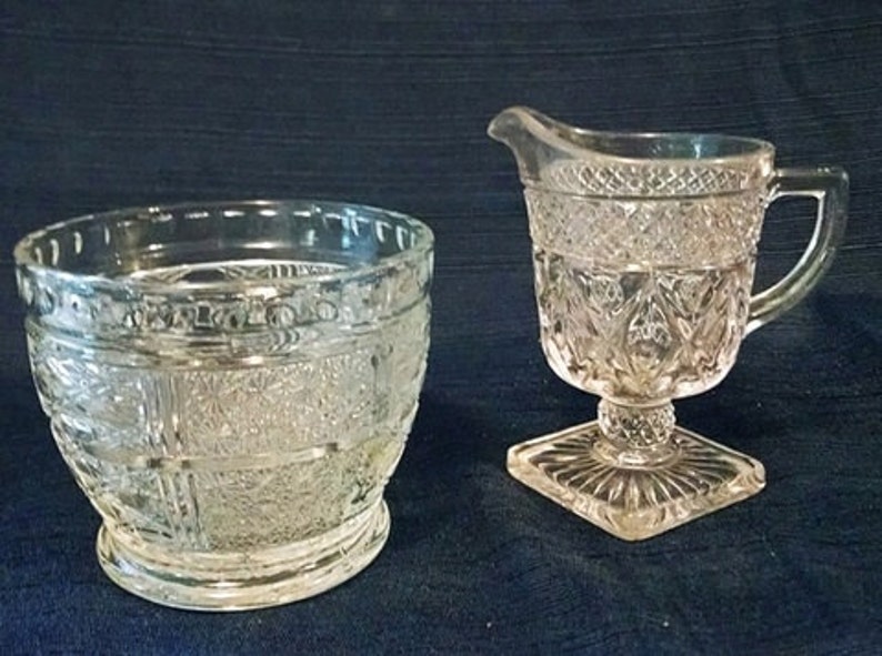 Beautiful Vintage Cut Glass Creamer & Matching Sugar Bowl Etsy