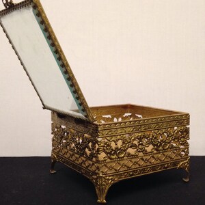 Vintage Moroccan Style Open Scrolled Brass Footed Trinket Jewelry Box ...