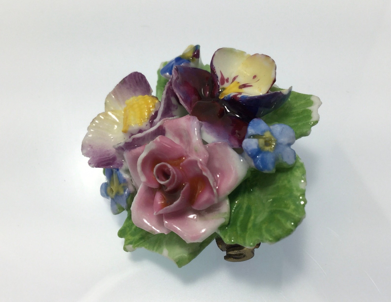 Antique Fine English Denton China Floral Cluster Royal Brooch Etsy