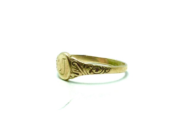 Vintage 10k Yellow Gold “J” Monogrammed Shield Ba… - image 6