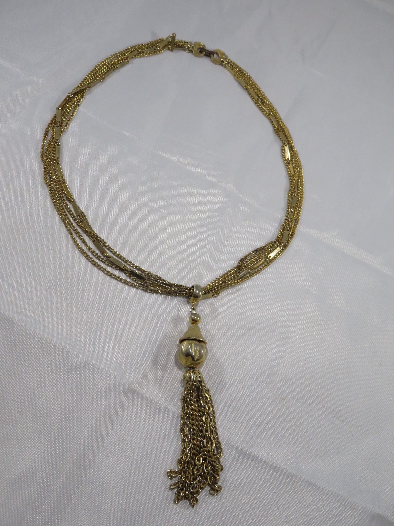 Vintage Multistranded Gold Tone Art Deco Inspired Necklace - Etsy