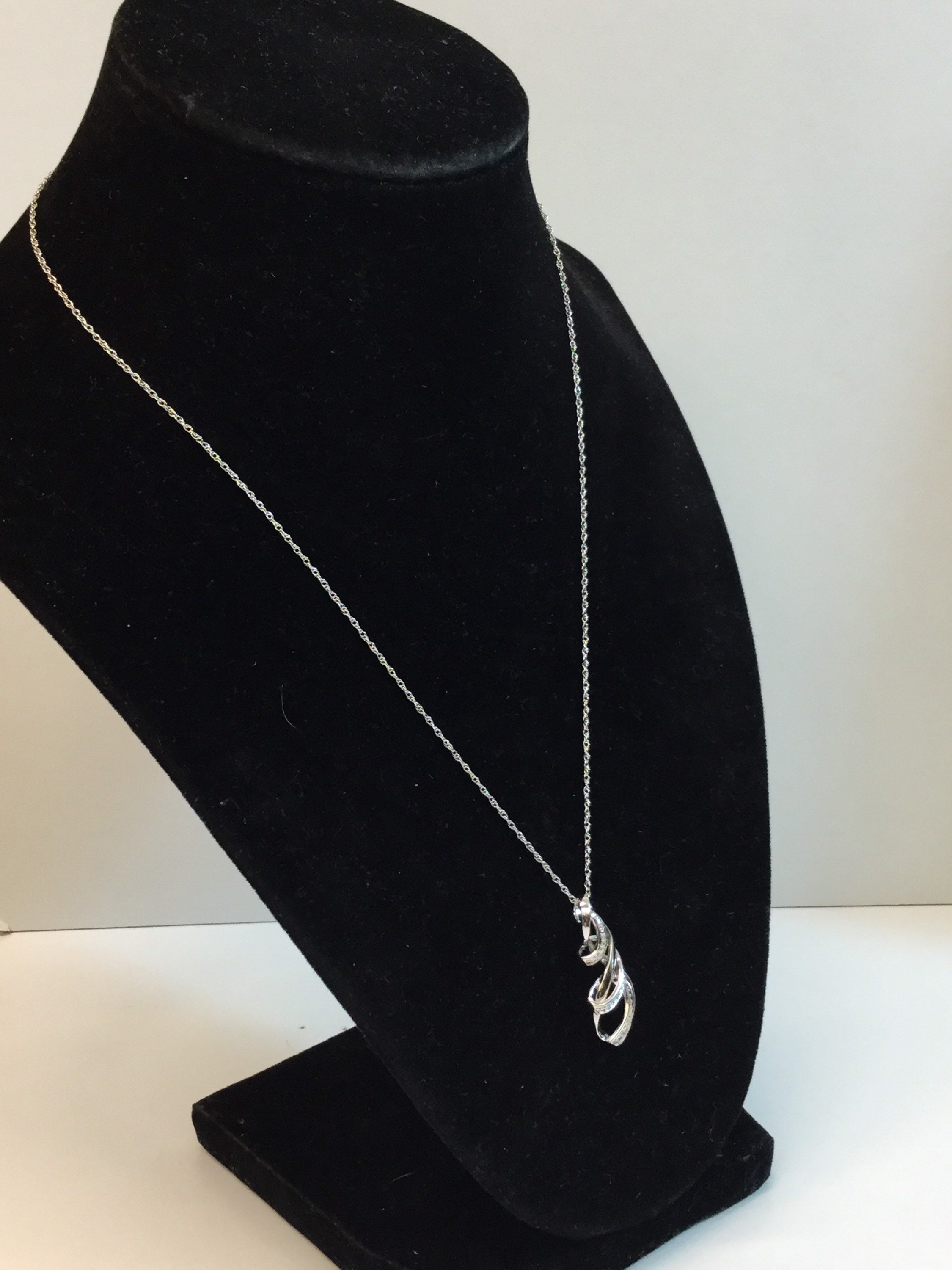 Vintage Sterling Silver Chain Necklace With Spiral Diamond - Etsy