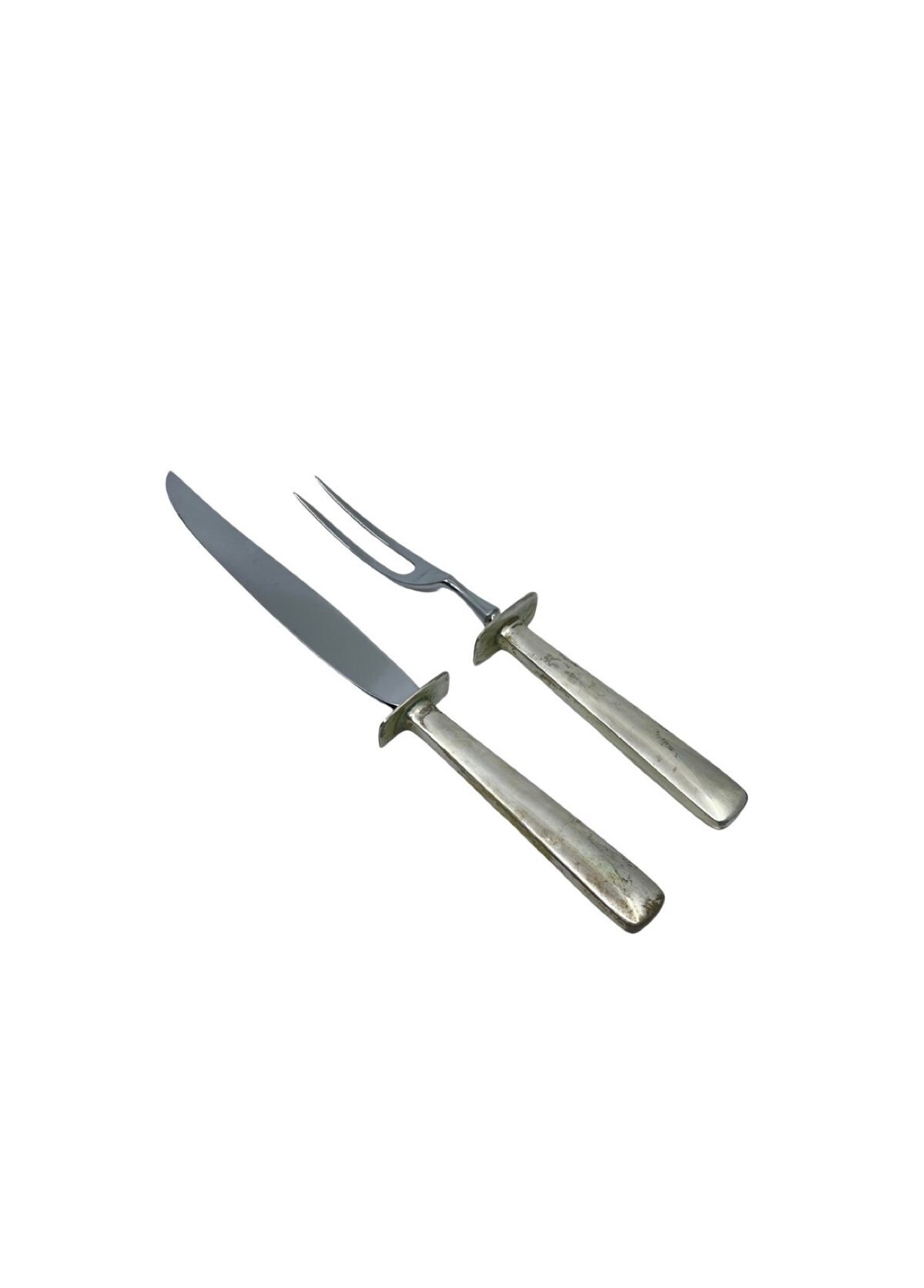 ensemble de service couteau à découper et fourchette viande en argent sterling gorham antique doté d'une élégante lame dents acier inoxydable poli
