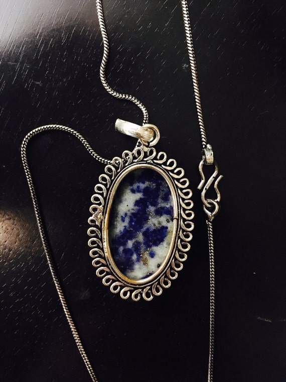 Very beautiful Lapis Blue Pendant Necklace on an … - image 4