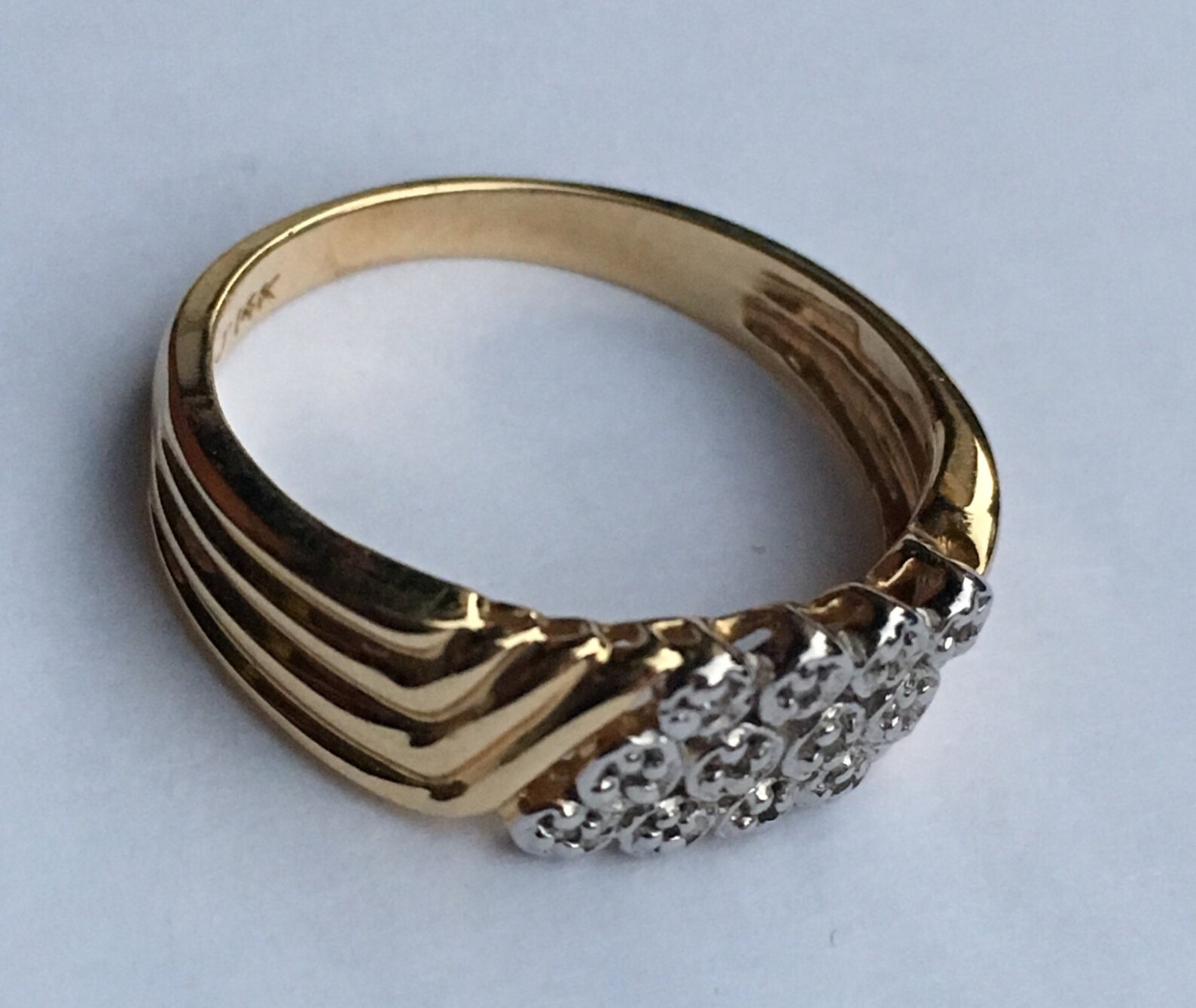Vintage 14k Yellow Gold Pave Diamond Set Designer Ring Featuring ...