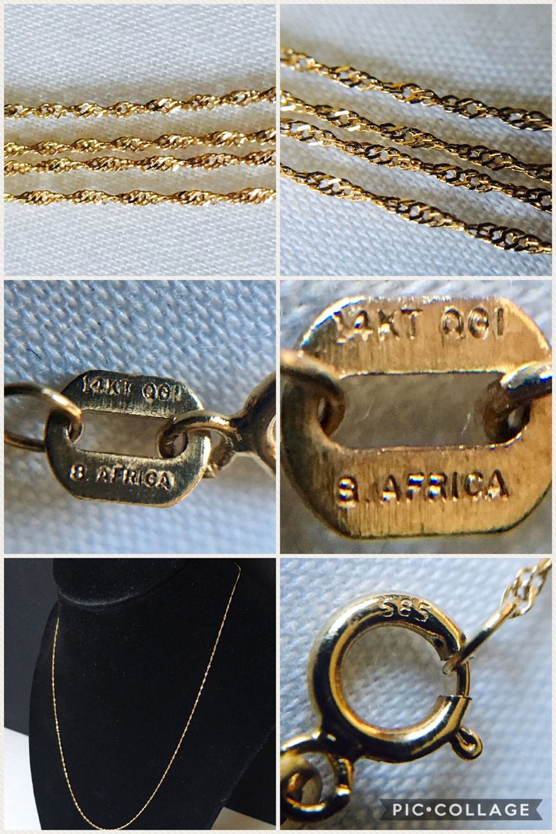 Beautiful 14k Gold South African Designer Rope Chain Necklace Featuring