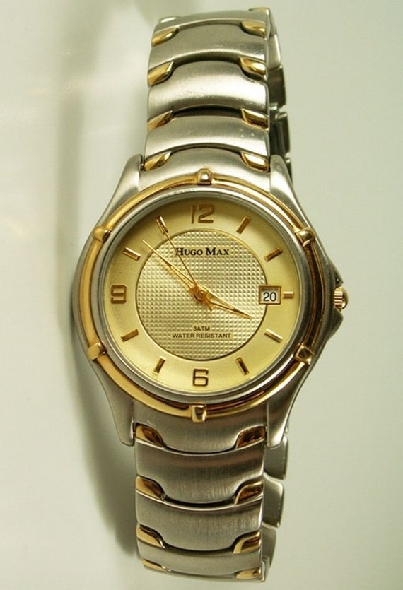 hugo max 18k gold plated watch