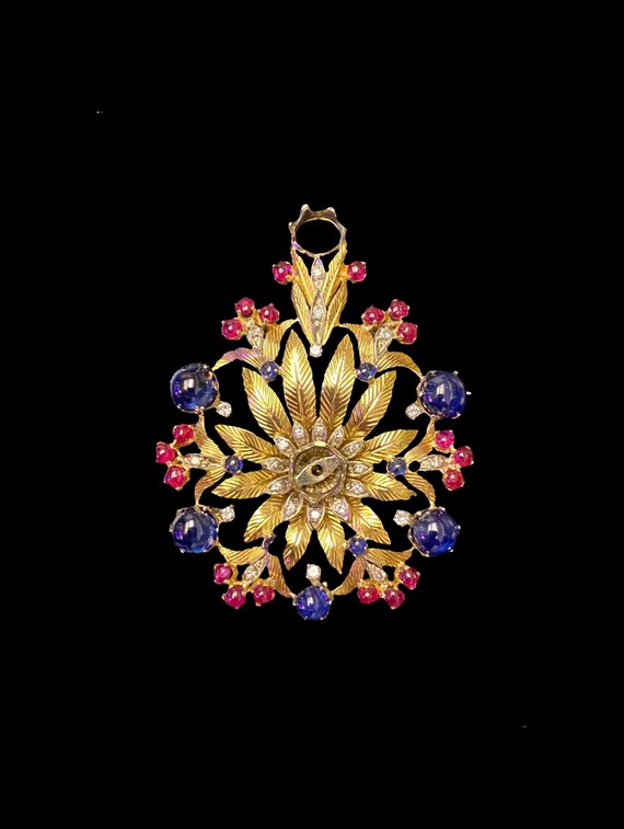 Antique 14k Gold Victorian Style Diamond, Sapphire