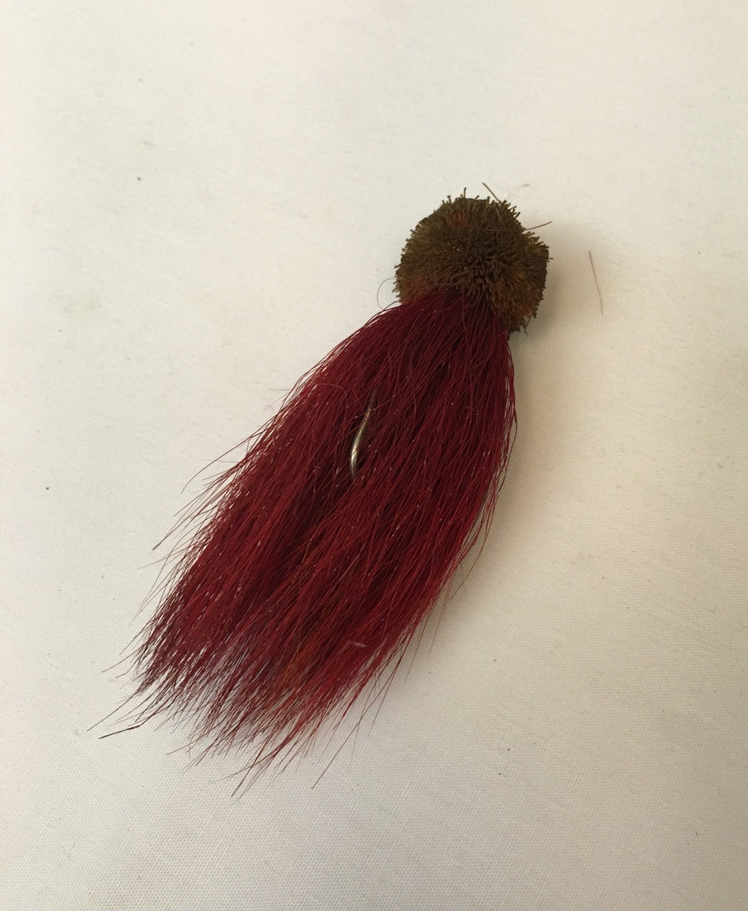Vintage Large Red Hair Plume Jig Fishing Bait Hook Lure Featuring ...
