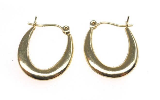 FB Jewels Solid 14K Yellow Gold Satin Diamond Cut Hollow Twisted Hoop Earrings