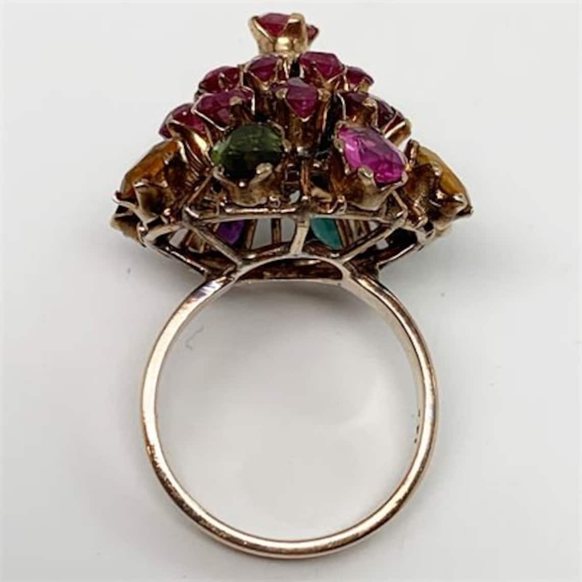 Stunning Vintage 14k Gold Thai Princess Ruby Designer Dome | Etsy