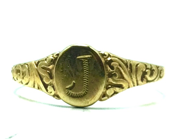 Vintage 10k Yellow Gold “J” Monogrammed Shield Ba… - image 2