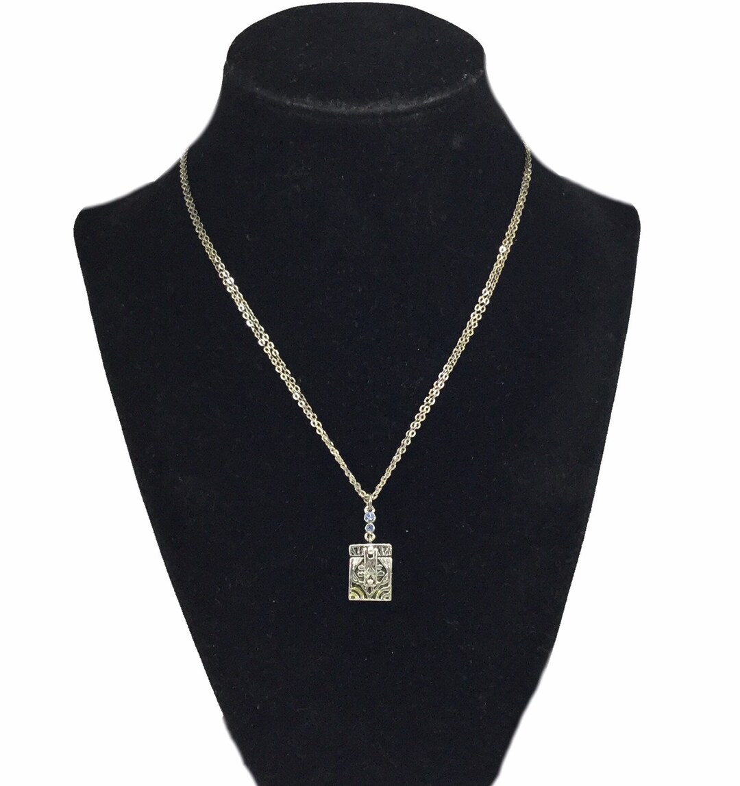 Vintage Ladies Silver Tone Rhinestone Encrusted Open Box Locket With ...