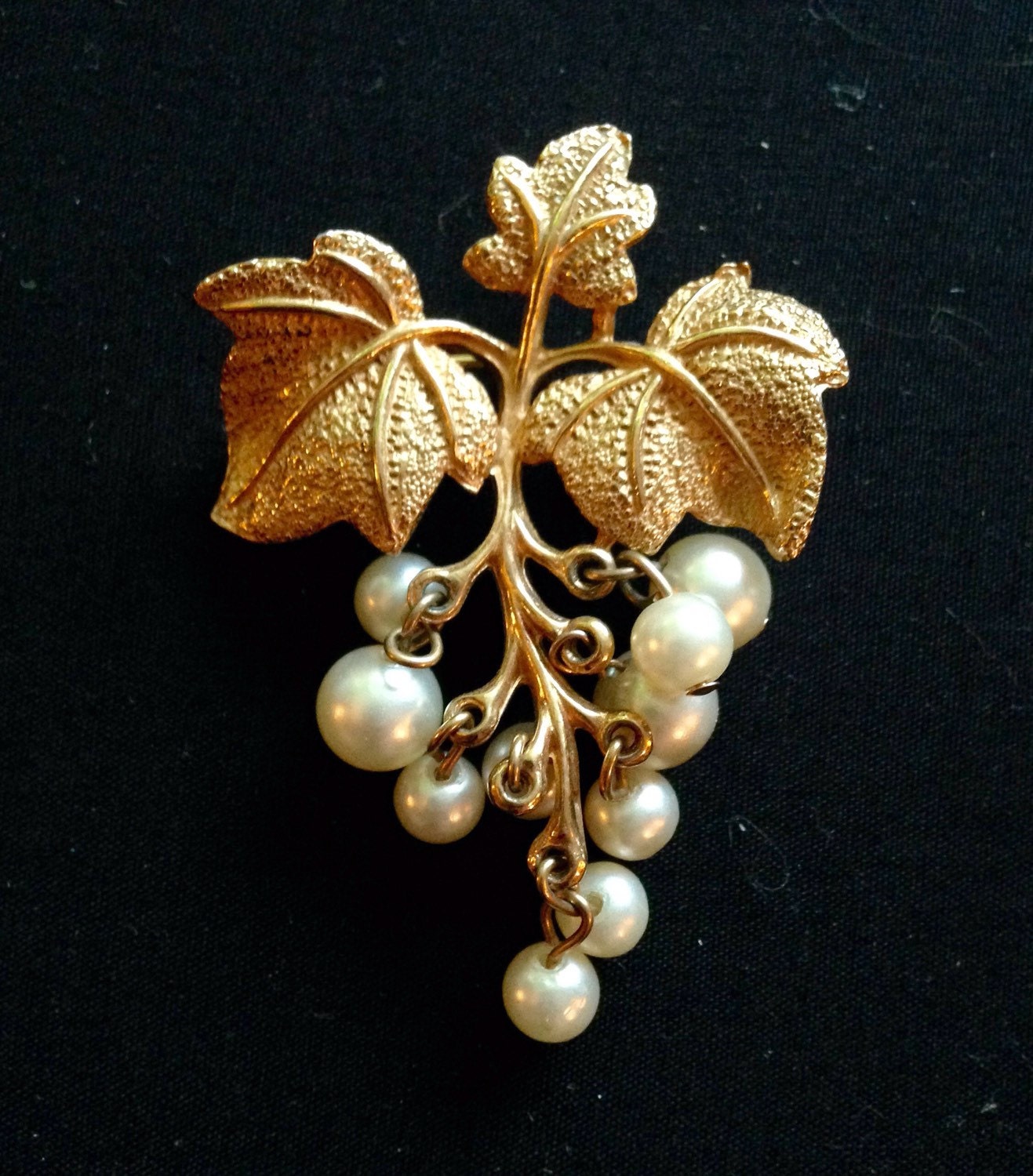 Vintage Gold Tone Faux Pearl Grape Inspired Designer Brooch - Etsy