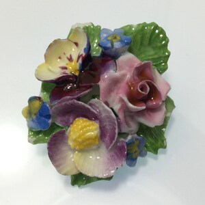 Broche Fleurs Vintage DENTON - Angleterre - Fine Bone China - Occasion