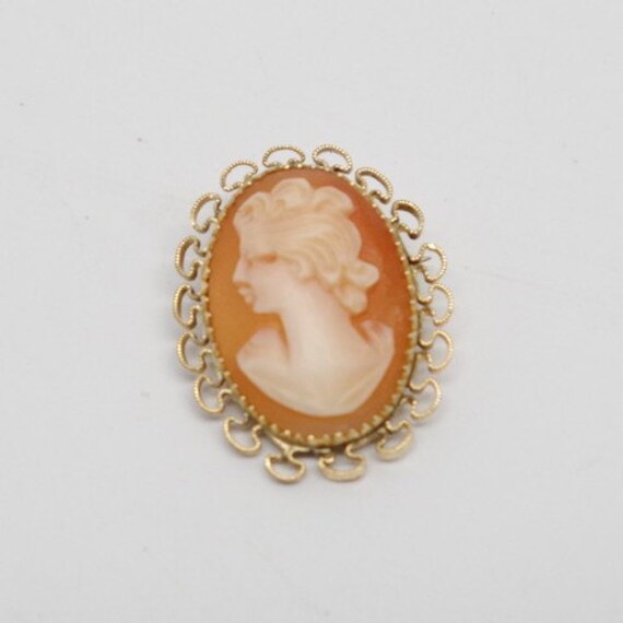 Vintage 10k Gold Filigree Hand Carved Cameo Brooc… - image 5