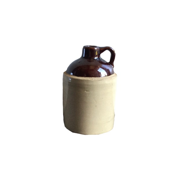 Vintage Maroon Fire Glazed Small Stoneware Crock Style Jug Featuring Classical Handled Design