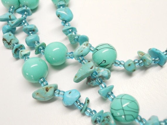 Beautiful Vintage Turquoise Beaded & Glass Beaded… - image 3