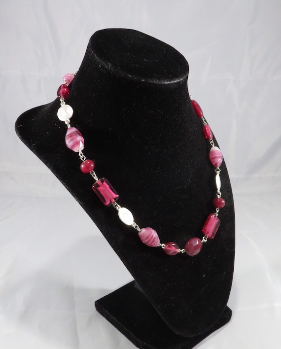 Vintage Raspberry Stone Ladies Designer Necklace … - image 5